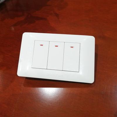 China Residential American Style Residential White Panel Push Button 3 Strip 1way 118 Strip 118*75mm 110V-250V 10A Switch for sale