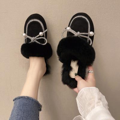 China Cushioning KH-a182 Flexible Fitness Indoor Walking Winter Shoes Women Shoes Fashion Fur Slippers for sale