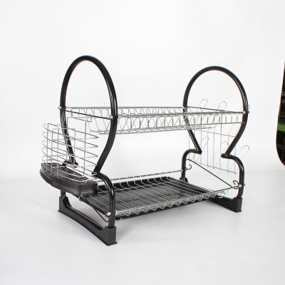 China Size Viable Quality 8 Shaped Dish Drainer Rack With Drip Tray For Kitchen Stainless Steel Rack for sale