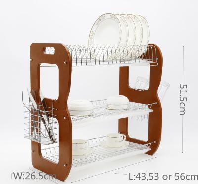 China Sustainable 2-3 tier quick shipping wooden dish racks with cover for kitchen dish rack. for sale