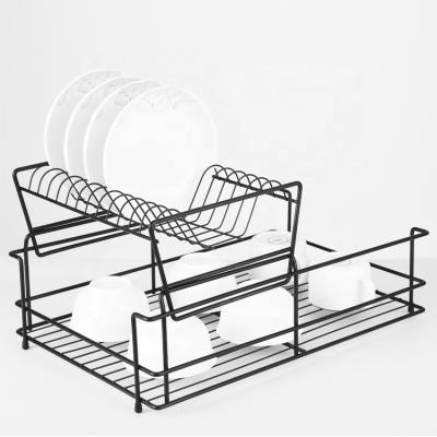 China One Tier Sustainable Storage 2 Dish Kitchen Dish Rack Black Color Dryer Dish Rack for sale