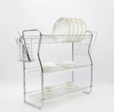 China 3 Tier Dish Rack Metal Wire Dish Drainer Rack Kitchen Viable Hot Selling Organization for sale