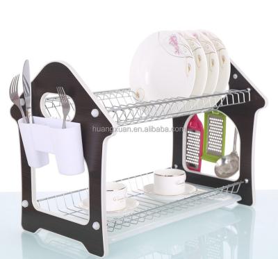 China Large Capcity Kitchen Dish Rack Durable Chrome Wall Mount Kitchen Dish Rack Silver For 21 Dishes WL243H for sale