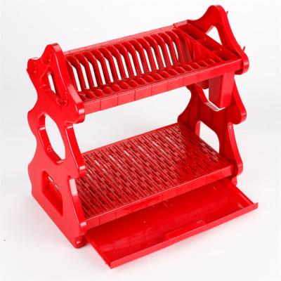 China Durable Double Layers ABS Multifunctional Dish Rack With Plastic Tray for sale