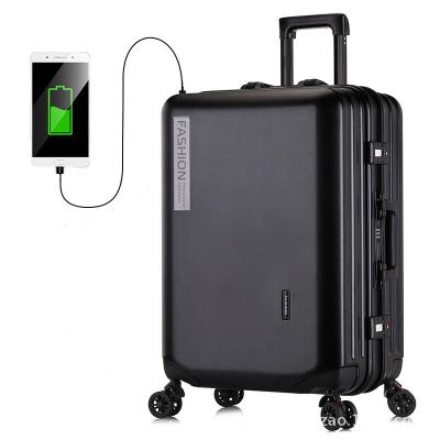 China Expandable PC Hardside Travel With Spinner Wheels Double Luggage Sets With USB Port Charging Case Away for sale