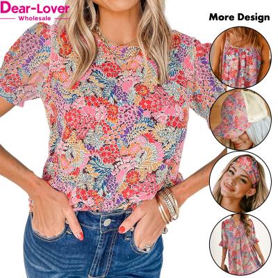 China Anti-pilling Dear-Lover Wholesale 2023 Summer Trendy Ladies Blusas De Mujer Elegant Fashionable Floral Print Blouse Women for sale