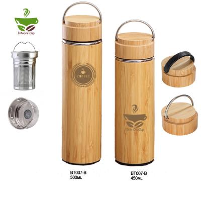 China High Quality Stocked 500ml Bamboo Tumbler With Handle Bamboo Tumbler With Tea Infuser Strainer Tea Tumbler Bamboo for sale