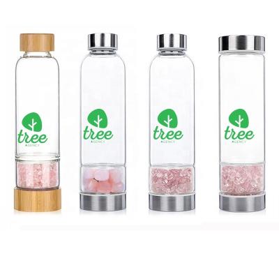 China Stored Crystal Water Bottle Bamboo Crystal Water Bottles Gem Stone for sale