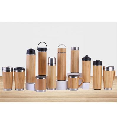 China 18/8 Stainless Steel Stocked Wholesale Wooden Bamboo Vacuum Flask Set Water Bottle Infusers Tumbler Cups Thermos For Loose Leaf for sale