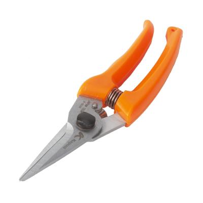 China Anti-Slip Handle Blade Hydroponic Cutter Curved Stainless Steel Garden Scissors Small Pruner Flower Gardening Trimming Shears for sale