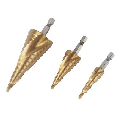 China Hexagon Wood Shank 4-12mm 4-20mm 4-32mm HSS Titanium Shank Kapusi Drilling Step Drill Bits HSS Metal Wood Drillin for sale