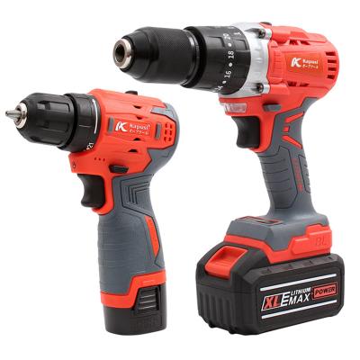 China Kapusi Grade Electric Drill 21V Impact Durable Industrial Cordless Rechargeable Handheld Electric Drill Cordless Drill for sale