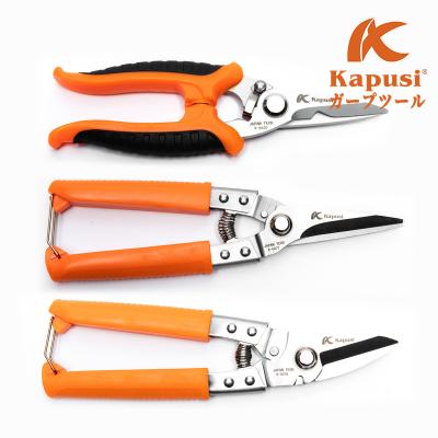 China Anti-Slip Handle Kapusi Tools Electrician Scissors Tin Scissors Garden Flower Branch Fruit Tree Scissors Gardening Pruning Shears for sale