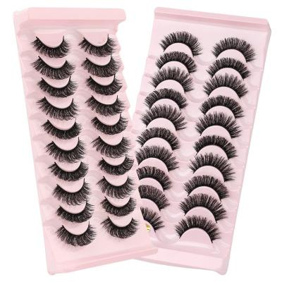 China 20mm Long 15 Natural Classic Russian Mink Eyelashes Natural Curl 5D Strip Eyelash for sale