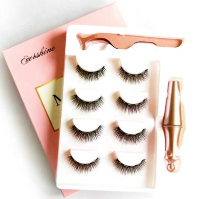 China Natural Popular Long Magnetic Lashes Clip And Lashes Set Magnetic Applicator Kit False Eyelashes Natural Magnetic Eyelashes for sale