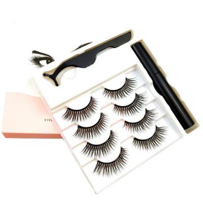 China Natural Amazing Light Weight Long Eyeliner Magnetic Eyelashes Set 3 5 10 Pairs Magnetic Eyelashes for sale