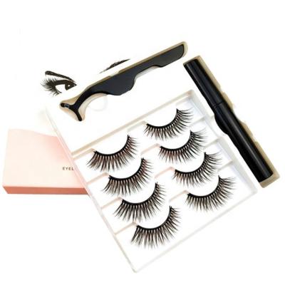 China Natural Wholesale Custom Long Label Lashes Magnetic 3d Eyelashes With Eyeliner for sale