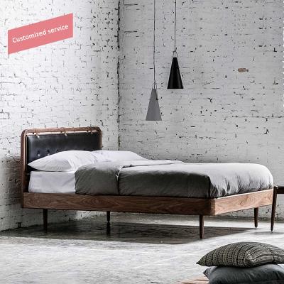 China Leather Tufted Bed Factory Tufted Leather Bed 1.8m Double Bed Frames Full Size Walnut Queen King Loft Beds Platform With Leather Headboard for sale