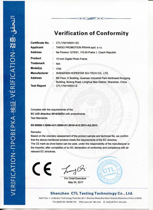 CE - Shenzhen Hopestar Sci-Tech Co., Ltd.