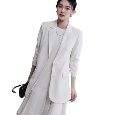 China Other simple and clean sleeveless pleated edge with slight waistband skirt+H-shaped waistcoat suit jacket set for spring and summer for sale