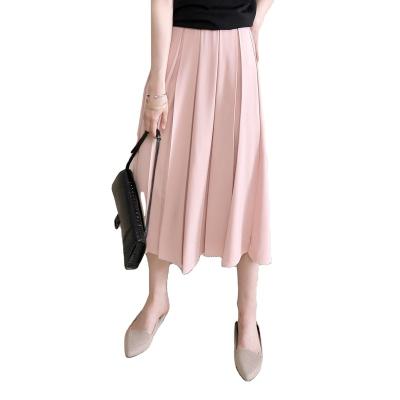 China Wrinkle pleated and drape, breathable comfortable semi elastic organ anti over the knee, a-line skirt for spring and summer for sale