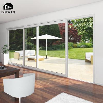 China Sound Insulation Modern Design Patio Powder Coated Aluminum Frame Double Glass Sliding Door for sale