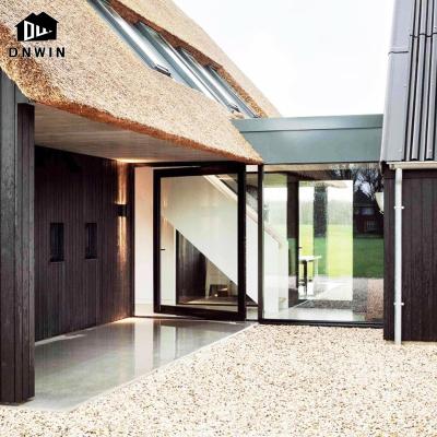 China Waterproof Modern Style Villa Aluminum Pivot Tempered Glass Front Door for sale