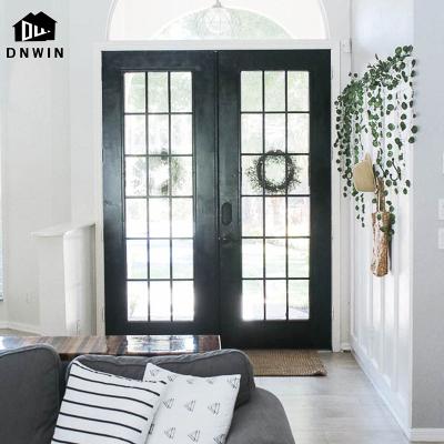 China Waterproof Custom Build Tempered Glass Casement Aluminum Door For Exterior Security Entrance for sale