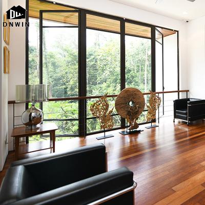 China Swing Style Apartment Living Room Bedroom Custom Modern Aluminum Frame Tempered Glass Casement Narrow Window for sale