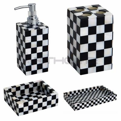 China Sustainable Shell Black Clear Sea Ceramic Accessories Bathroom Set,China Bathroom Accessory Set,Bathroom Set for sale