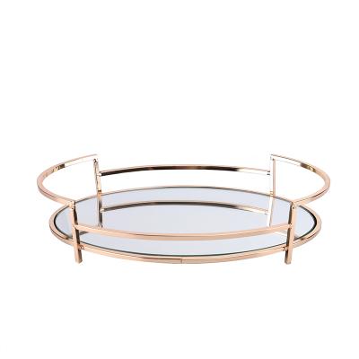 China Mirro and Iron Bathroom Shower Tray Sight Glass Mirror Tray, Delicate Spruce Mirror Tray, Elliptical Tray for sale