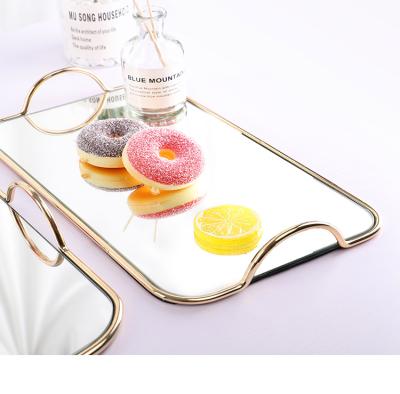 China Mirror and Iron Organizer for Display Jewelry Tray Iron Frame Mirror Tray Jewelry Mirror Packing Tray for sale