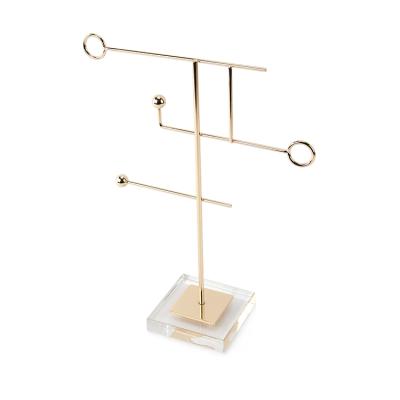 China Wholesale Fashion Dresser 3 Layers Metal Necklace Rack Jewelry Display Hanger Gold Rack For Women for sale