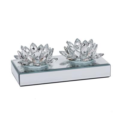 China Wholesale Flower Candle Holder Lotus Container ECO-frendly Crystal Candle Candelabra Wedding Centerpieces for sale