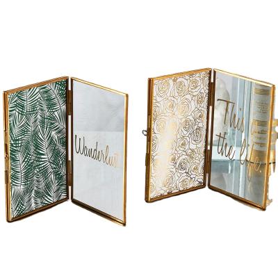 China Home Decoration Picture Photo Frame Rectangular Glass Frame Photo Frame Wall Hanging Metal Copper Fashionable Gold Frame for sale