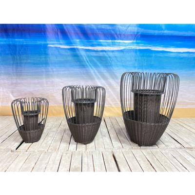 China Indoor Garden Use Modern Flower Pot Rattan Cover Zinc Basin for sale