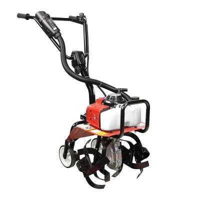 China Building Material Shops 2 Stroke 63.3Cc Hand Push Mini Petrol Garden Yard Front Rotary Tine Tiller Soil Cultivator Machine for sale