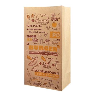 China Recycled Packaging Materials Restaurant Fast Food Bread Wrapping Paper Bag Paper Bags For Package Takeaway Food Hot Dog Food for sale