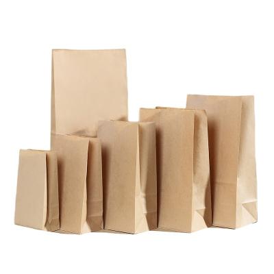 China Recycled Materials Custom Printed Kraft Paper Bag Quick Food Packaging Bag Take Out Bag Without Handle for sale