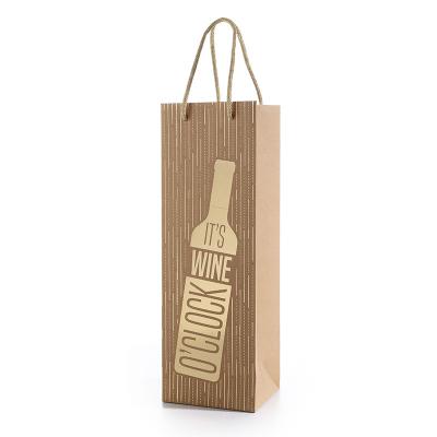 China Recycled Materials Wholesale High Quality Kraft Paper Wine Packaging Bag Bronzing Customize Your Own Logo Paper Bags With Handle for sale