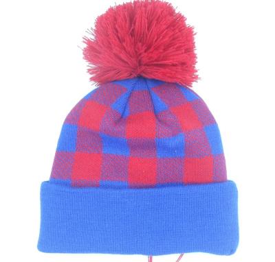 China 2022 Factory COMMON Wholesale Custom Cheap Winter Hat Knitted Winter Hat Polka Dot Warm Knitted Hat With Leather Logo for sale