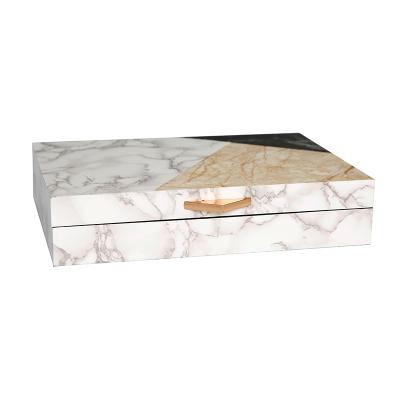 China Hot Sale China Grain Leather Custom Marble Jewelry Box Home Decoration Living Room Furnishings Home Crafts for sale