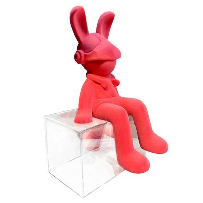 China Popular High Quality Flocking China Music Rabbit Statue Decoration Sculpture Garden Decorations for sale