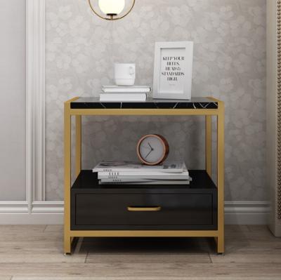 China Nordic Simple Modern Bedside Cabinet Simple Design Bedside Storage Cabinet Bedside Storage Cabinet Gold Light Luxury Marble Locker for sale