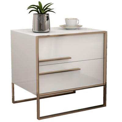 China INS white meeting locker simple design bedside table bedside storage cabinet stainless steel room nordic light luxury bedroom model for sale