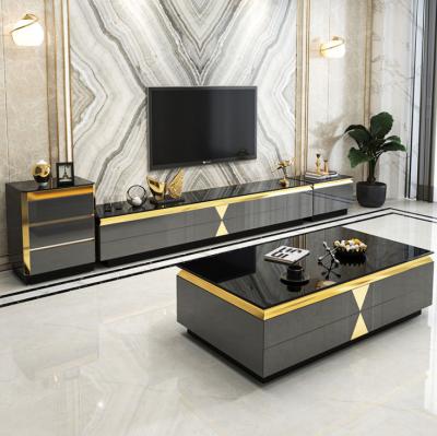 China Modern Nordic Coffee Table TV Cabinet Combination Living Room Furniture Stainless Steel Cabinet for sale