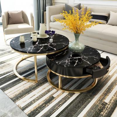 China Modern Nordic Marble Simple Round Iron Small Round Leisure Table Gold Iron Living Room Coffee Table Small Coffee Table for sale