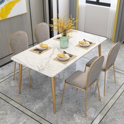 China Nordic Modern Marble Dining Table Hotel Restaurant Table Apartment Home Living Room Table And Chair Combination Ins for sale