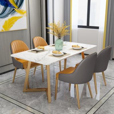 China Factory Price Luxury Modern Dining Room Furniture Stainless Steel Frame Dining Table for sale