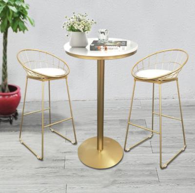 China Modern Nordic creative round bar table household umpire chair tea shop bar stool solid wood wrought iron bar chair for sale